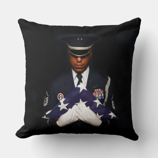 US Military Soldier American Flag Memorial Pillow (Front)