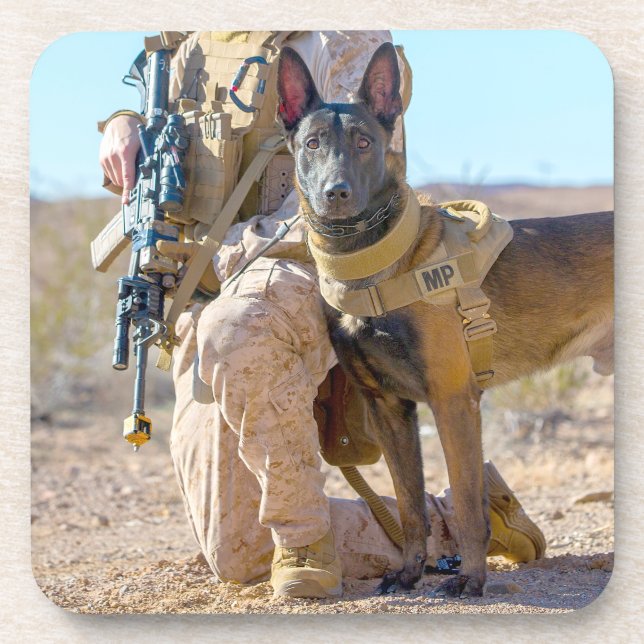 US MILITARY WORKING DOG BEVERAGE COASTER (Front)