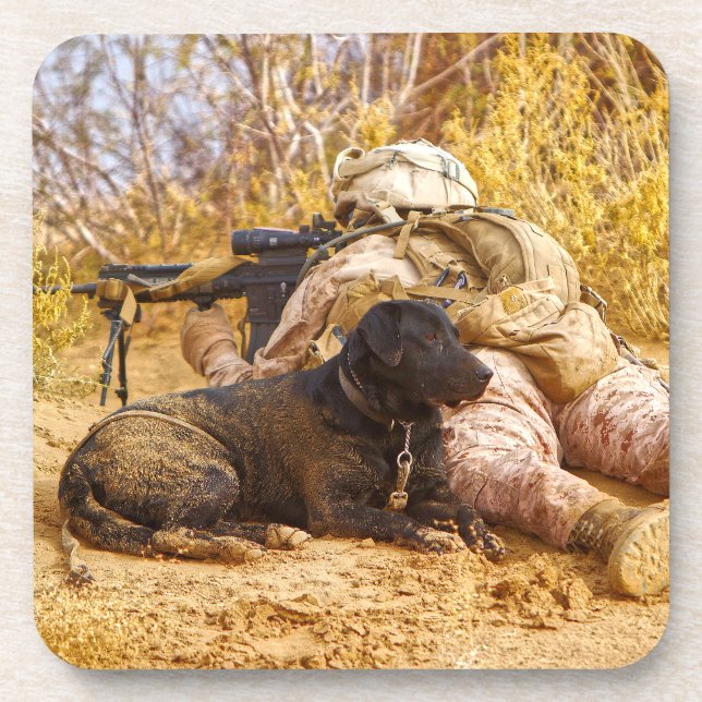 US MILITARY WORKING DOG BEVERAGE COASTER (Front)