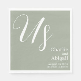 US Modern Romantic Wedding on Sage Green Napkins