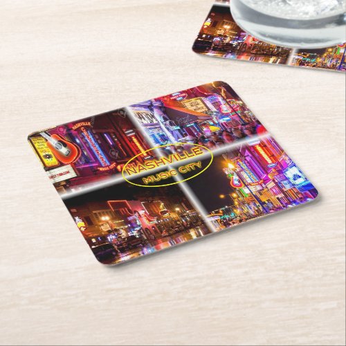 US Nashville Music City _  Tennessee Square Paper Coaster