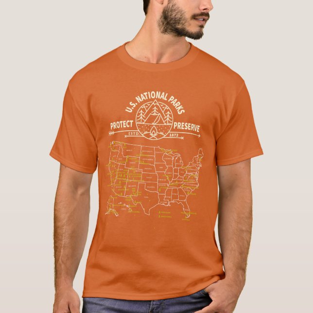 Us National Park Camping All 63 Us National Par T-Shirt (Front)