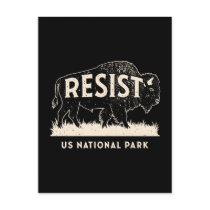 US National Park Resist Service Bison Buffalo Holiday Postcard