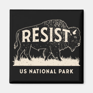 US National Park Resist Service Bison Buffalo Magnet