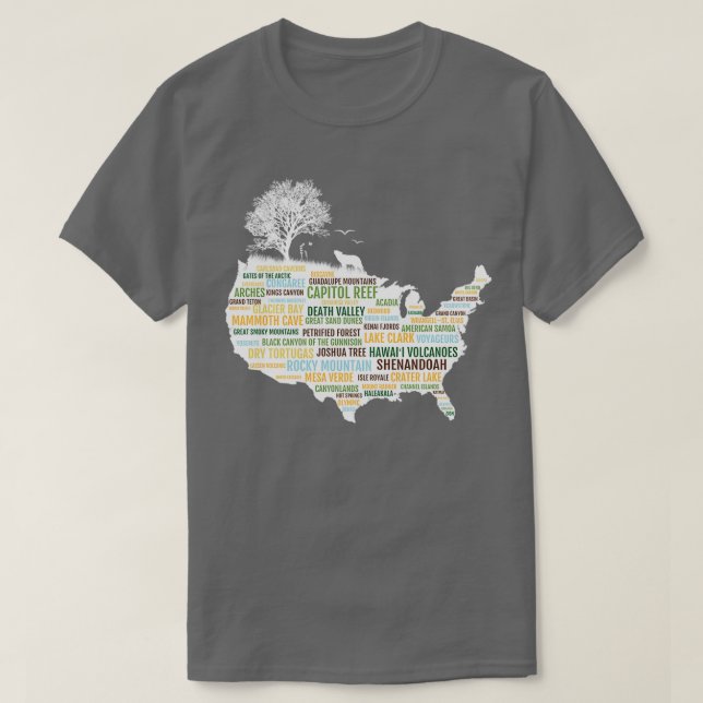 US National Parks All 59 Parks T-Shirt (Design Front)