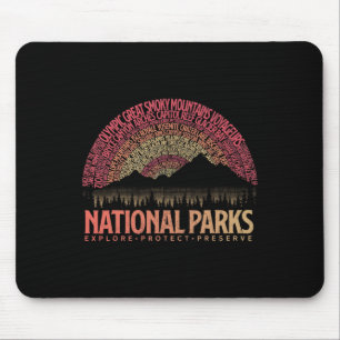 Us National Parks Explore Protect Preserve Camping Mouse Pad