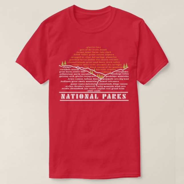 US National Parks List T-Shirt (Design Front)