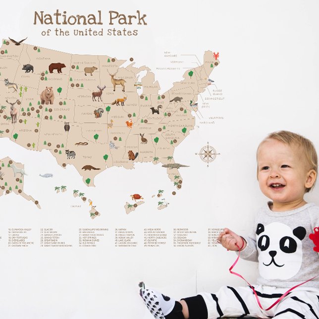 US National Parks Map Nursery  Wall Decal (US National Parks Map Nursery Wall Decal)