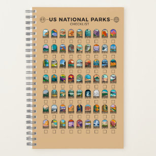 US National Parks of America Checklist Custom Notebook