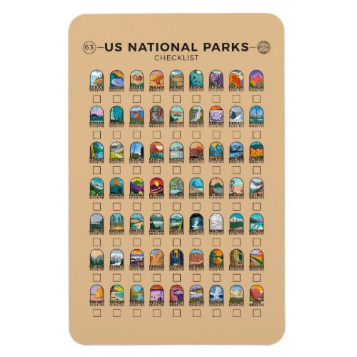 US National Parks of America Checklist Vintage  Magnet