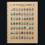 US National Parks of America Checklist Vintage  Notebook<br><div class="desc">A checklist for all 63 National Parks in the United States featuring unique illustrations. Visit them all!</div>