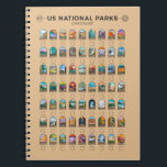 US National Parks of America Checklist Vintage  Notebook<br><div class="desc">A checklist for all 63 National Parks in the United States featuring unique illustrations. Visit them all!</div>