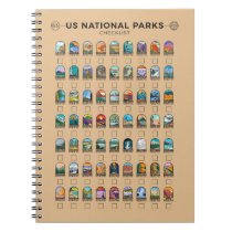 US National Parks of America Checklist Vintage  Notebook