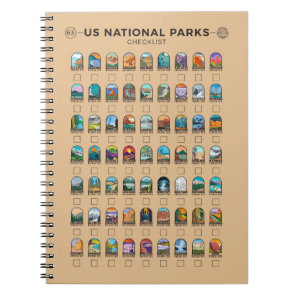 US National Parks of America Checklist Vintage  Notebook