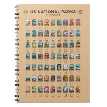 Us National Parks Of America Checklist Vintage  Notebook by Kris_and_Friends at Zazzle