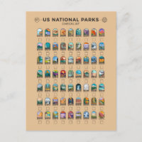 US National Parks of America Checklist Vintage