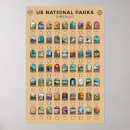 Us National Parks Of America Checklist Vintage Poster at Zazzle