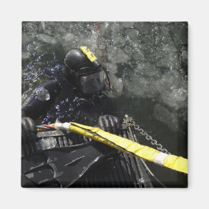 US Navy Diver gets ready to start his dive Magnet