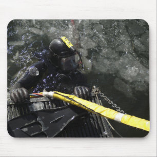 US Navy Diver gets ready to start his dive Mouse Pad