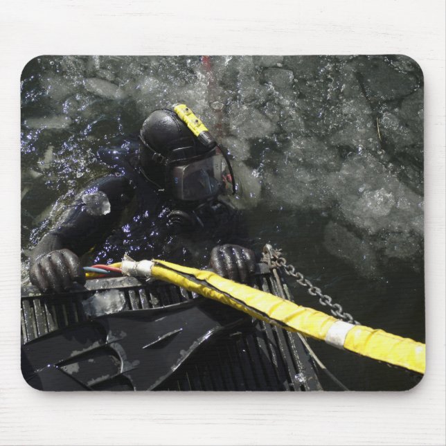 US Navy Diver gets ready to start his dive Mouse Pad (Front)