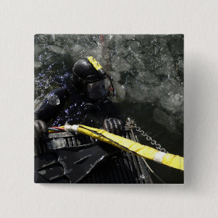 US Navy Diver gets ready to start his dive Pinback Button