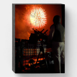 US Navy Independence fireworks worldwide Wooden Box Sign
