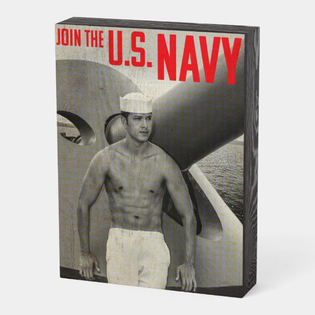US Navy Recruitment Poster Wooden Box Sign (Angled Vertical)