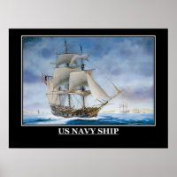 US Navy Sailing Ship Vintage Poster