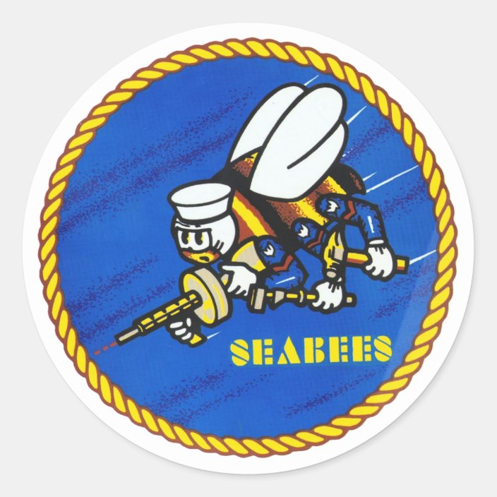 US Navy Seabees Logo Classic Round Sticker | Zazzle.com