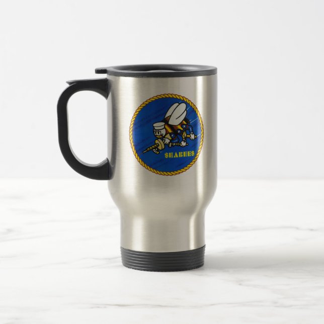 US Navy Seabees Logo Travel Mug (Left)