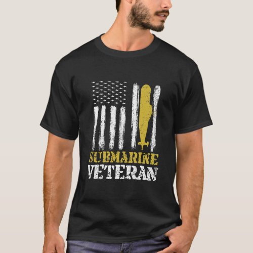 US Navy Submarine Veteran USA Flag Vintage T_Shirt