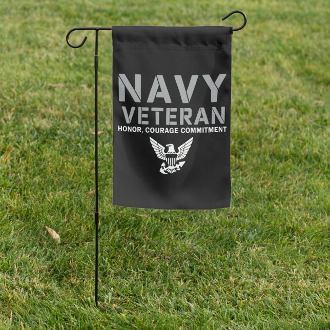 US Navy Veteran Honor Courage Commitment Garden Flag (In SItu)
