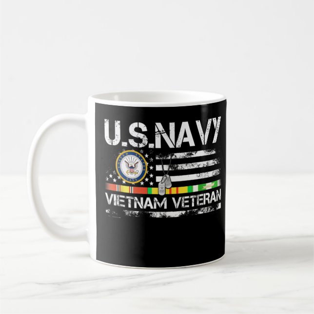US Navy Vietnam Veteran USA Flag Vietnam Vet Flag Coffee Mug (Left)