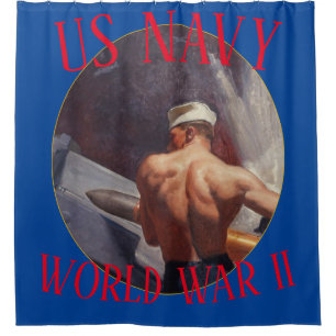 US NAVY WORLD WAR II ATLANTIC PACIFIC SHOWER CURTAIN