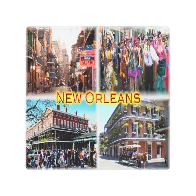 US New Orleans - Bourbon Street - Mardi Gras - Metal Print (Front)