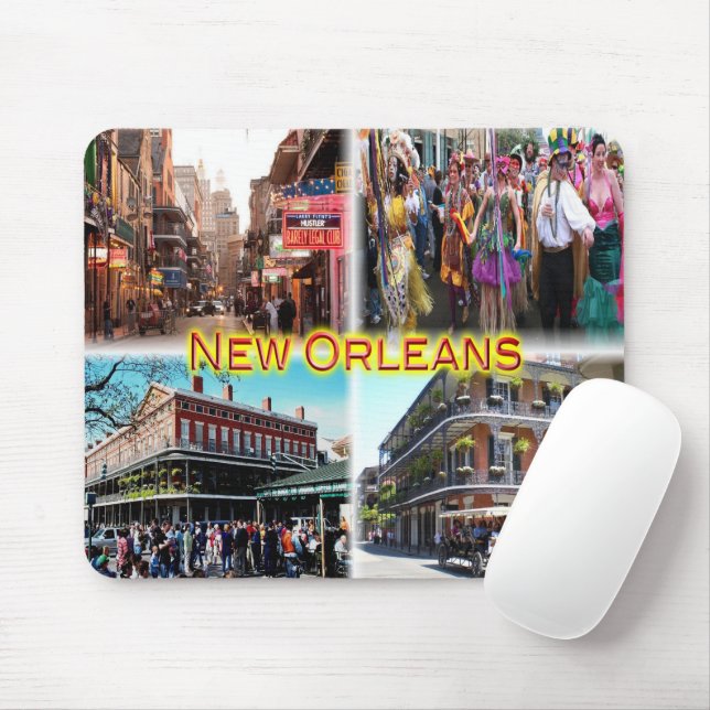 US New Orleans - Bourbon Street - Mardi Gras - Mouse Pad (With Mouse)