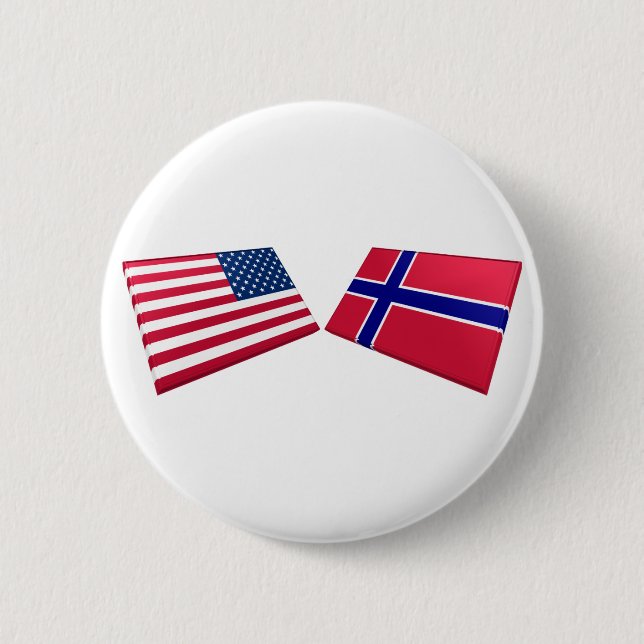 US & Norway Flags Pinback Button (Front)
