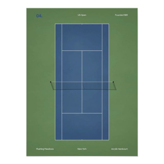 US Open Tennis Court Illustration Poster (Front)