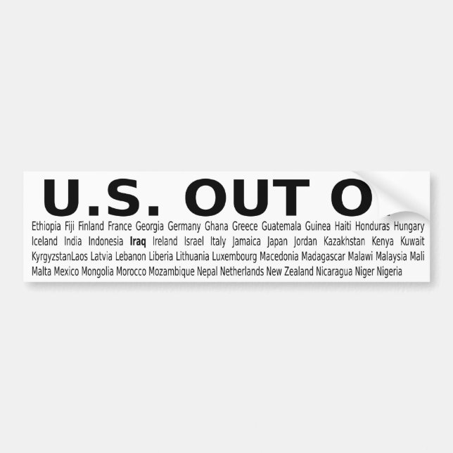 US OUT OF... 2 of 3 in a series BUY THEM ALL Bumper Sticker (Front)