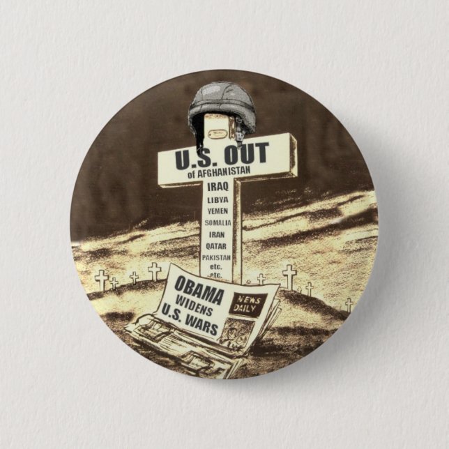 US OUT of WAR Pinback Button (Front)