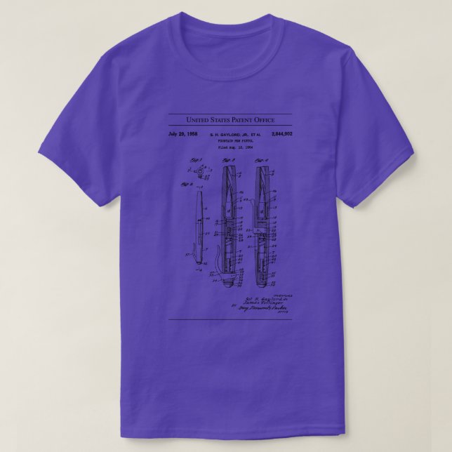 US Patent Fountain Pen Pistol 1 T-Shirt (Design Front)