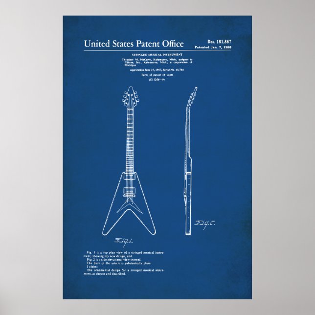 US Patent - Gibson Flying V Poster (Front)