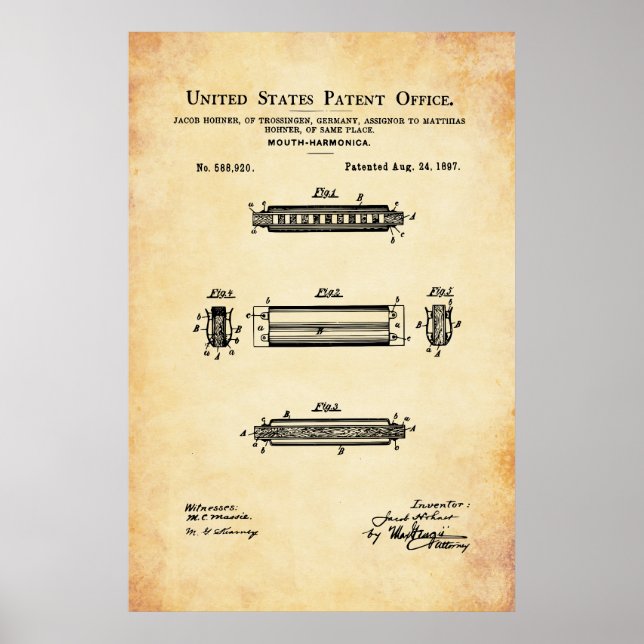 US Patent - Harmonica Poster (Front)