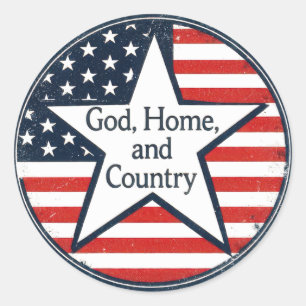 US patriot logo God Home Country US flag retro  Classic Round Sticker