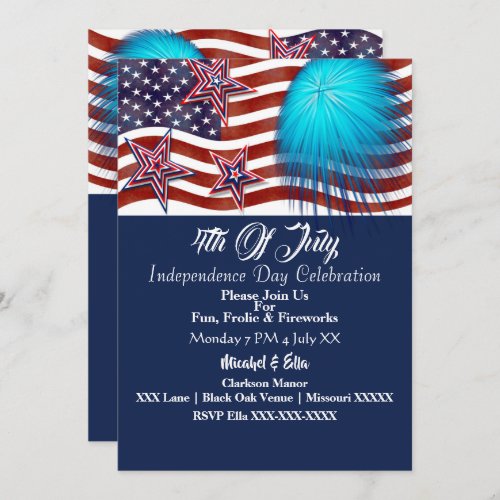 US Patriotic 4th July Firecracker Party  Invitation