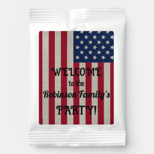 US Patriotic American Flag Linen Calligraphy Text Margarita Drink Mix