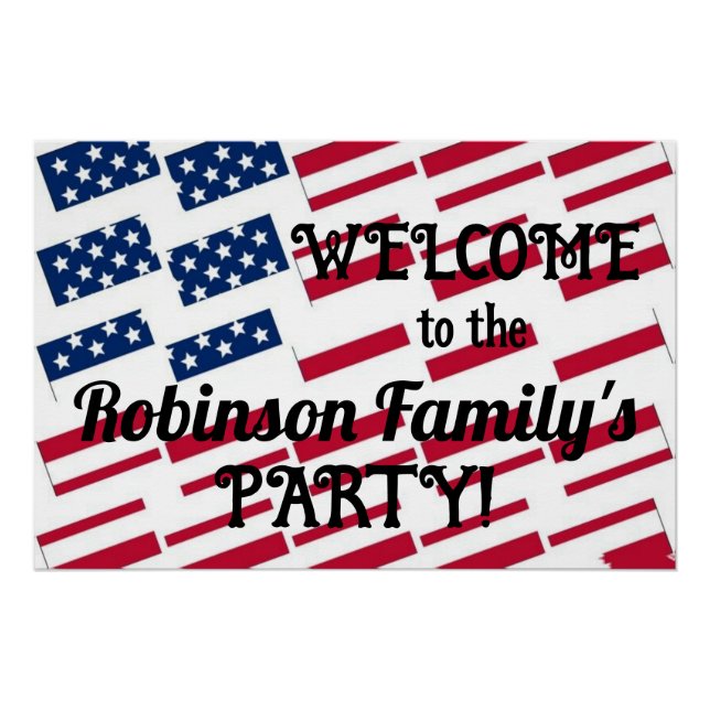 US Patriotic American Flag Tiles Calligraphy Text  Poster (Front)