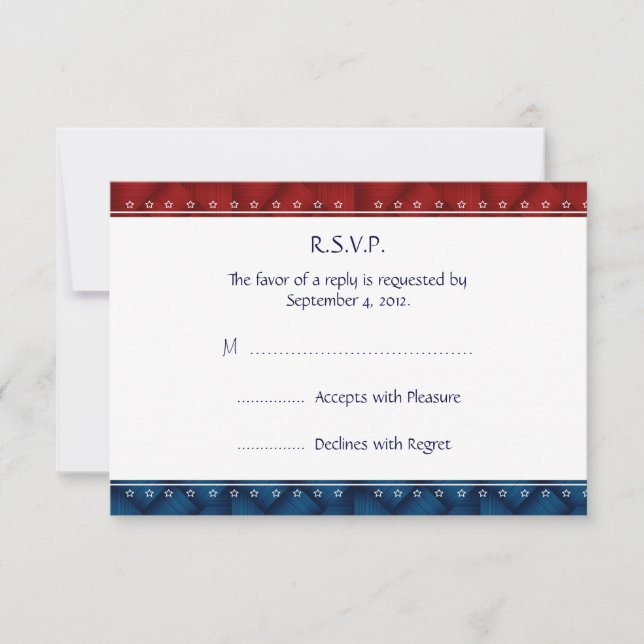 US Patriotic Military Invitation RSVP reply Card (Front)