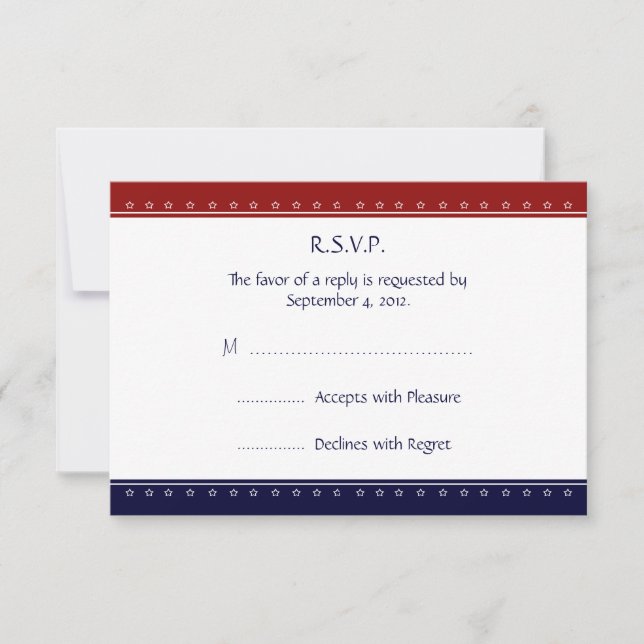 US Patriotic Military Invitation RSVP reply Card (Front)