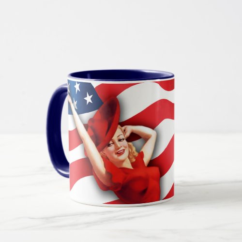 US Patriotic Retro Pin_up  Mug